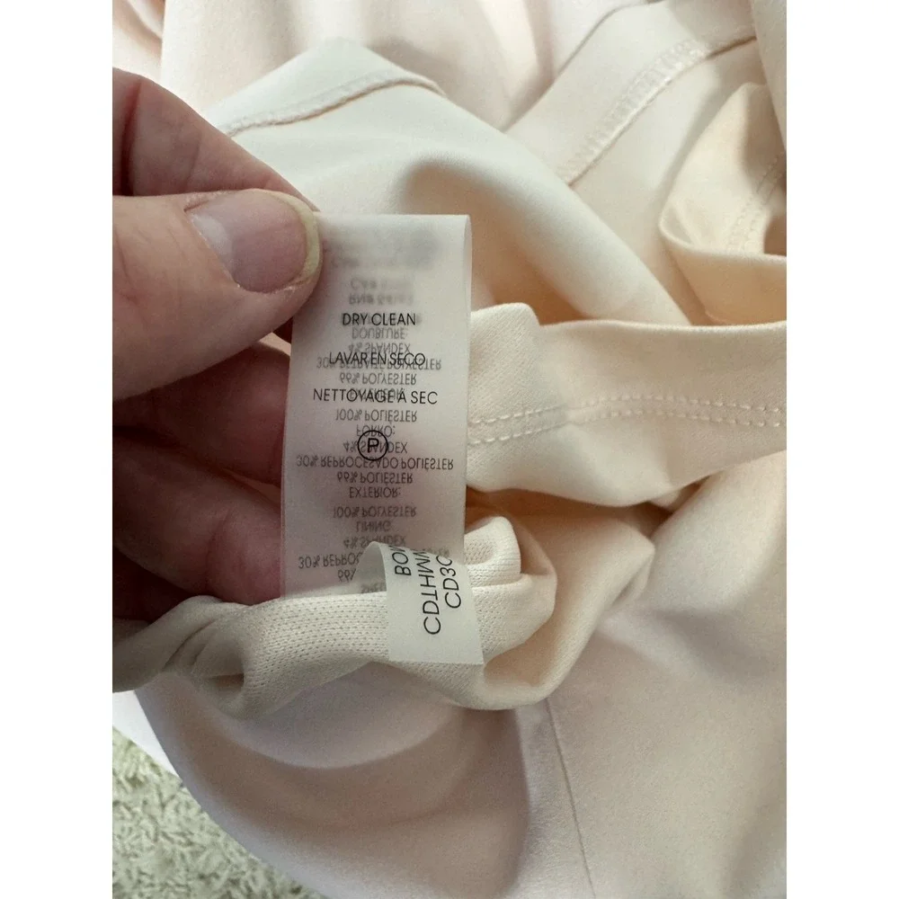 Calvin Klein Blush Pink Puff Sleeve Midi Sheath Dress Open Back Size 12 Wedding‎